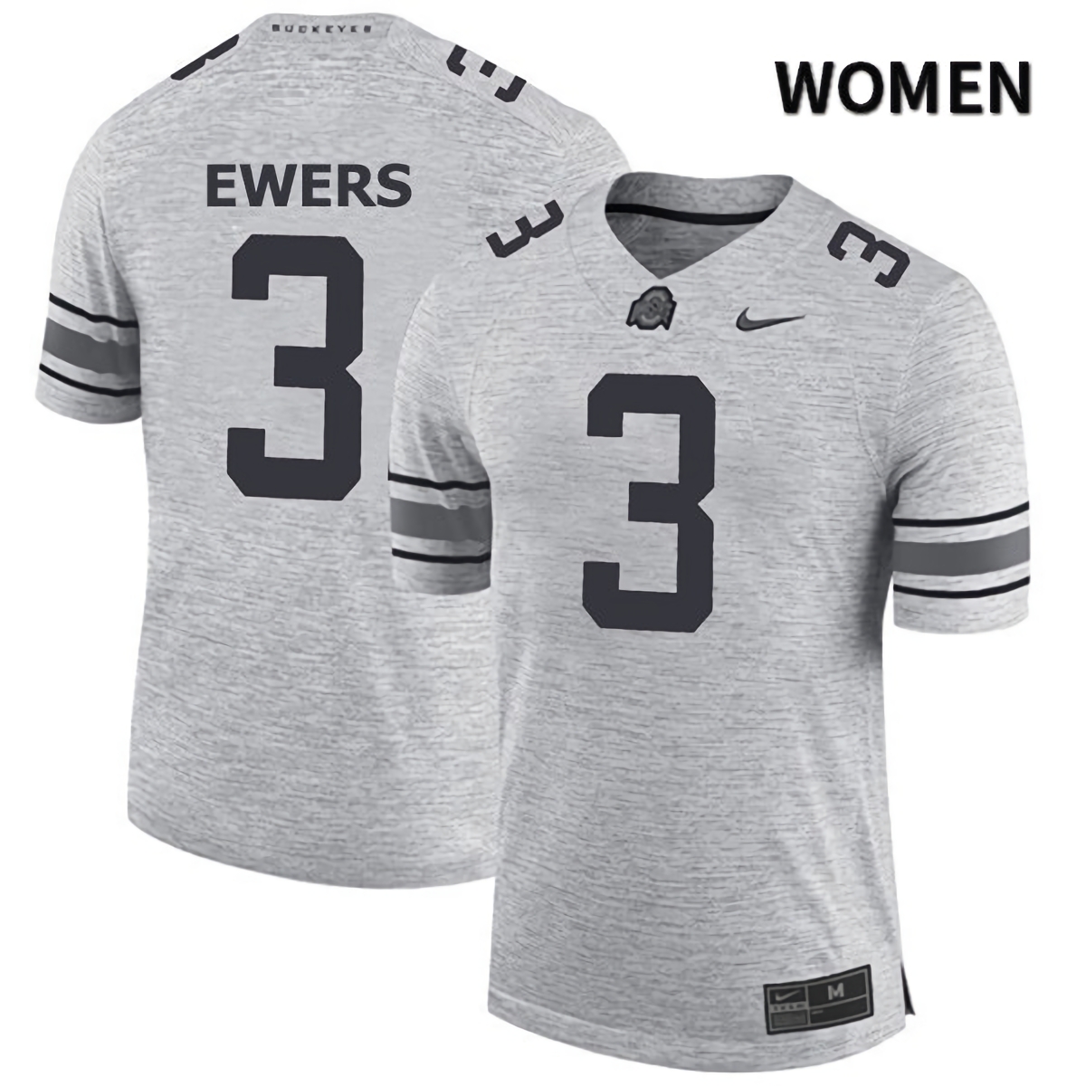 Quinn Ewers Ohio State Buckeyes Women's NCAA #3 Gray College Stitched Football Jersey MTF4856HF
